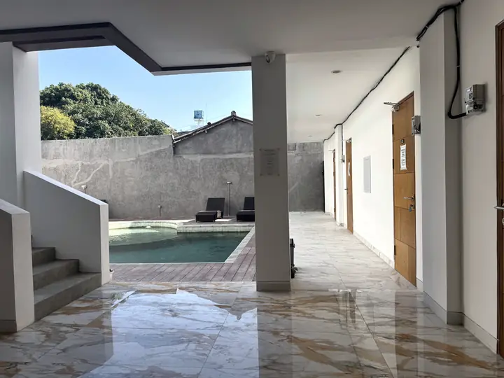 Sun loungers by the pool