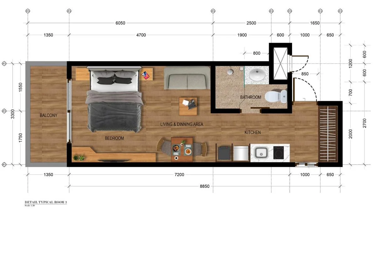 Floor plan of Studio C (30 m²)